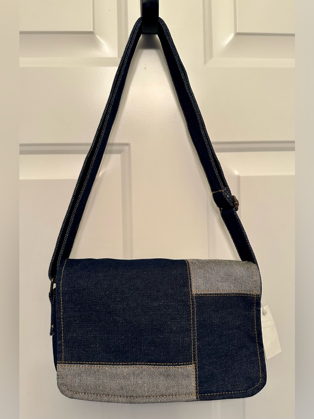 Denim Patchwork Crossbody Messenger Bag-NEW